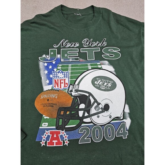 Vintage Y2K 2004 New York Jets Graphic T Shirt 2XL Green NFL Football - Picture 2 of 7
